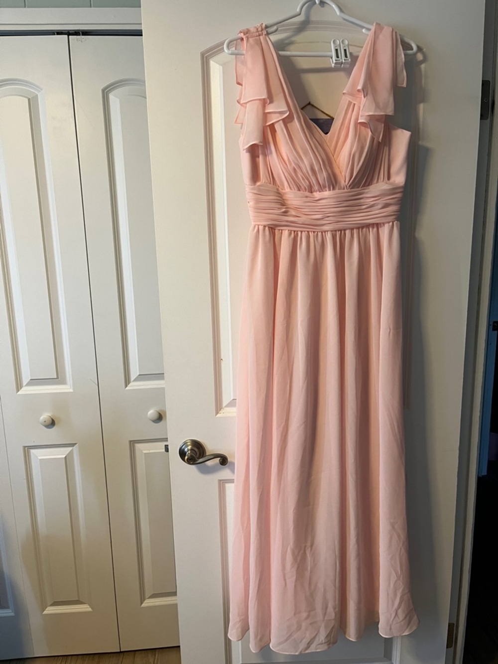 Blush Pink Flutter Sleeve Maxi Dress